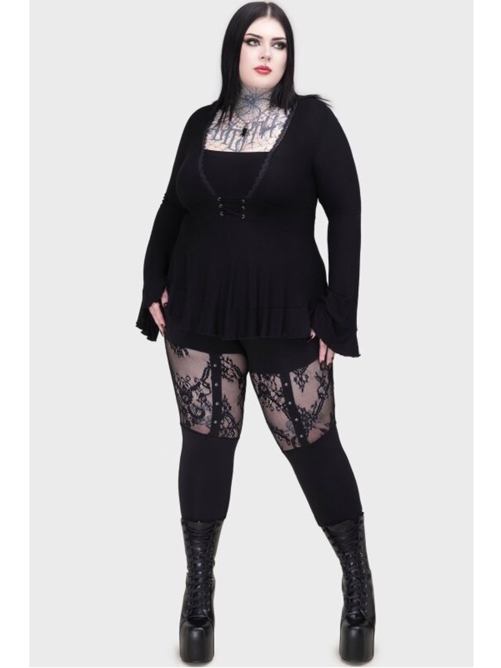 Discontinued* Killstar Lady Fatale Gothic Metal Leggings sz L BNWT - Picture 3 of 5